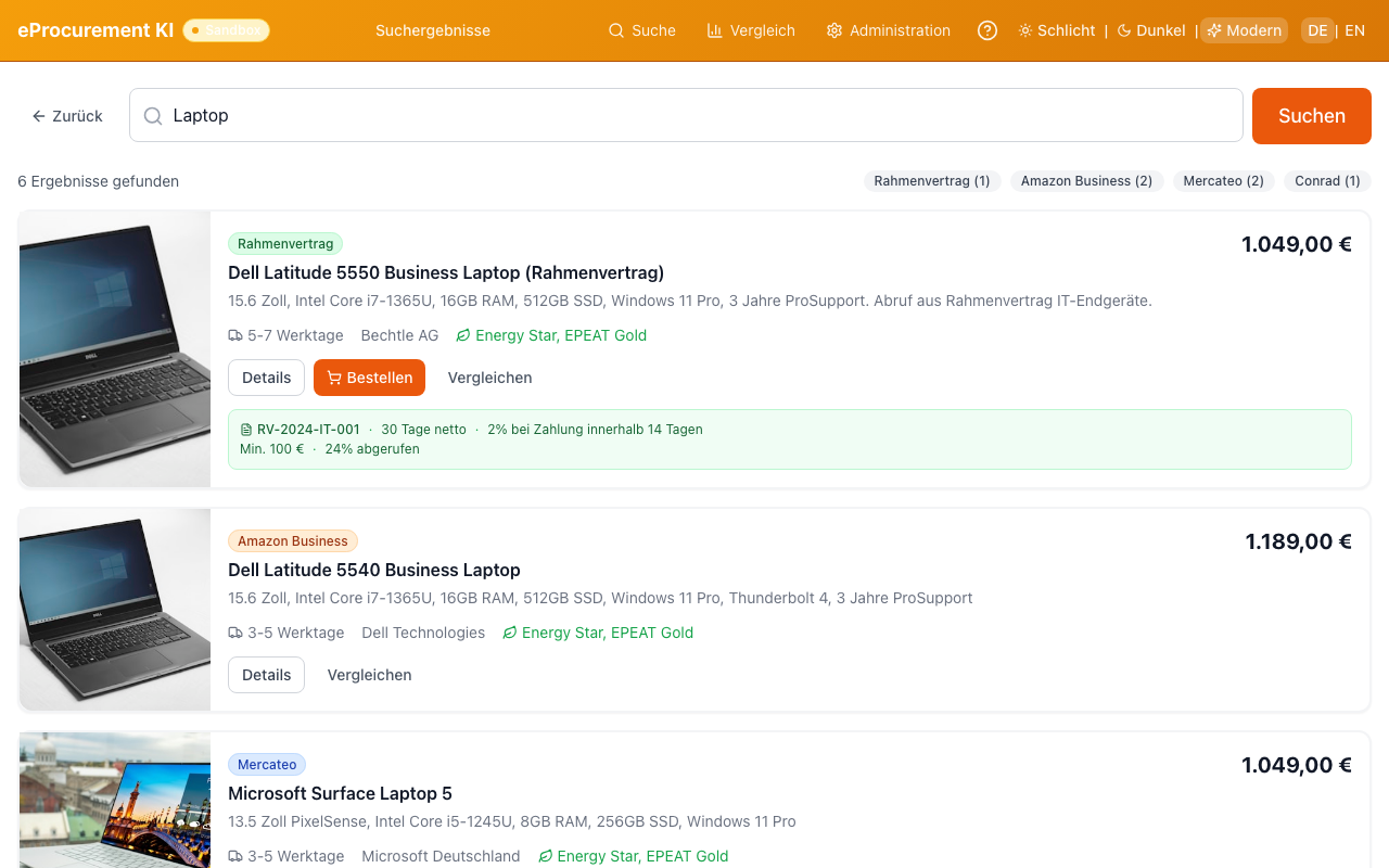 Multi-Marktplatz Suchergebnisse